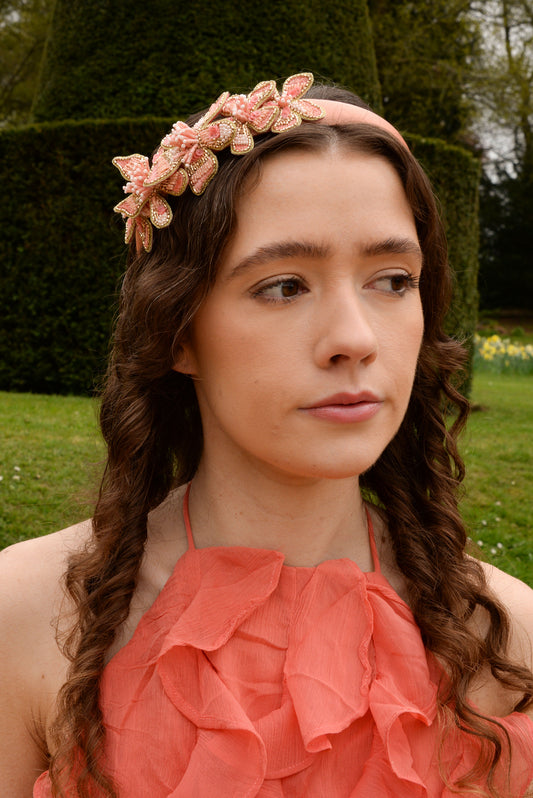 PEACH FLOWER HEADBAND
