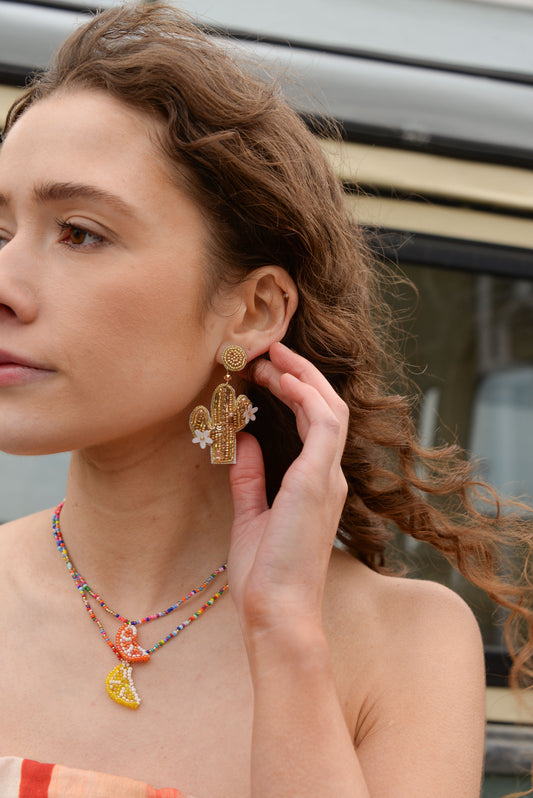GOLD CACTUS EARRINGS