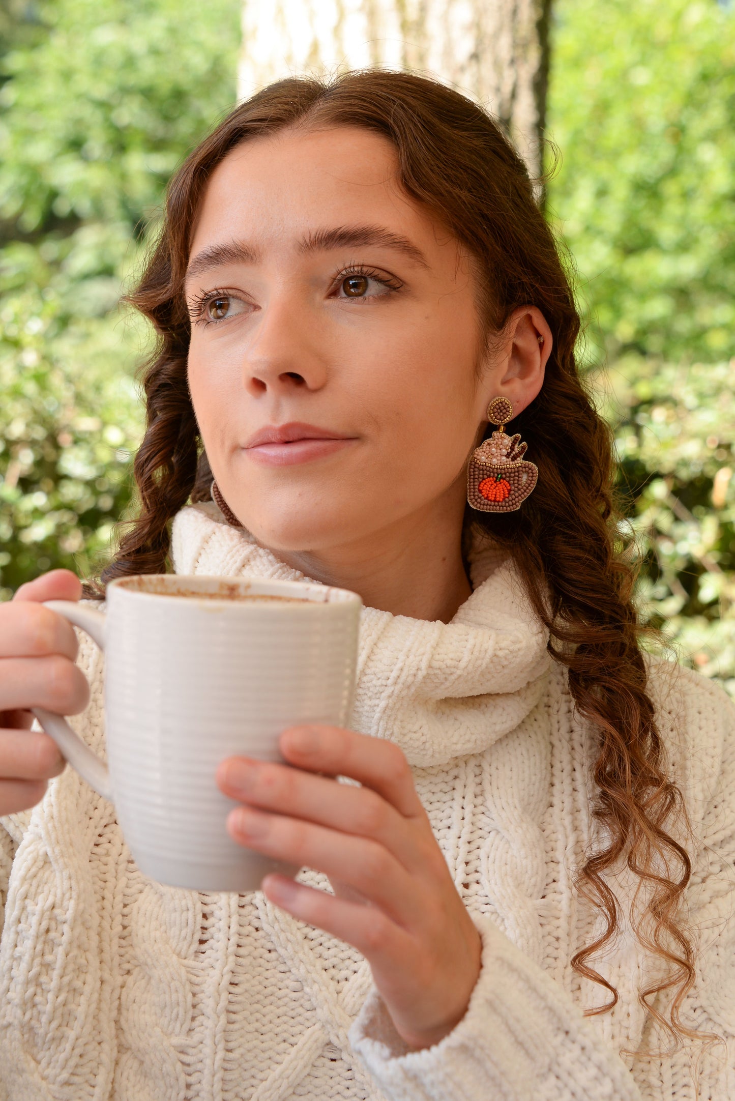 HALLOWEEN PUMPKIN SPICE MUG BEADED EARRINGS