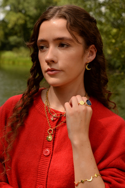 GOLD STAR & MOON ODD EARRING DROPS