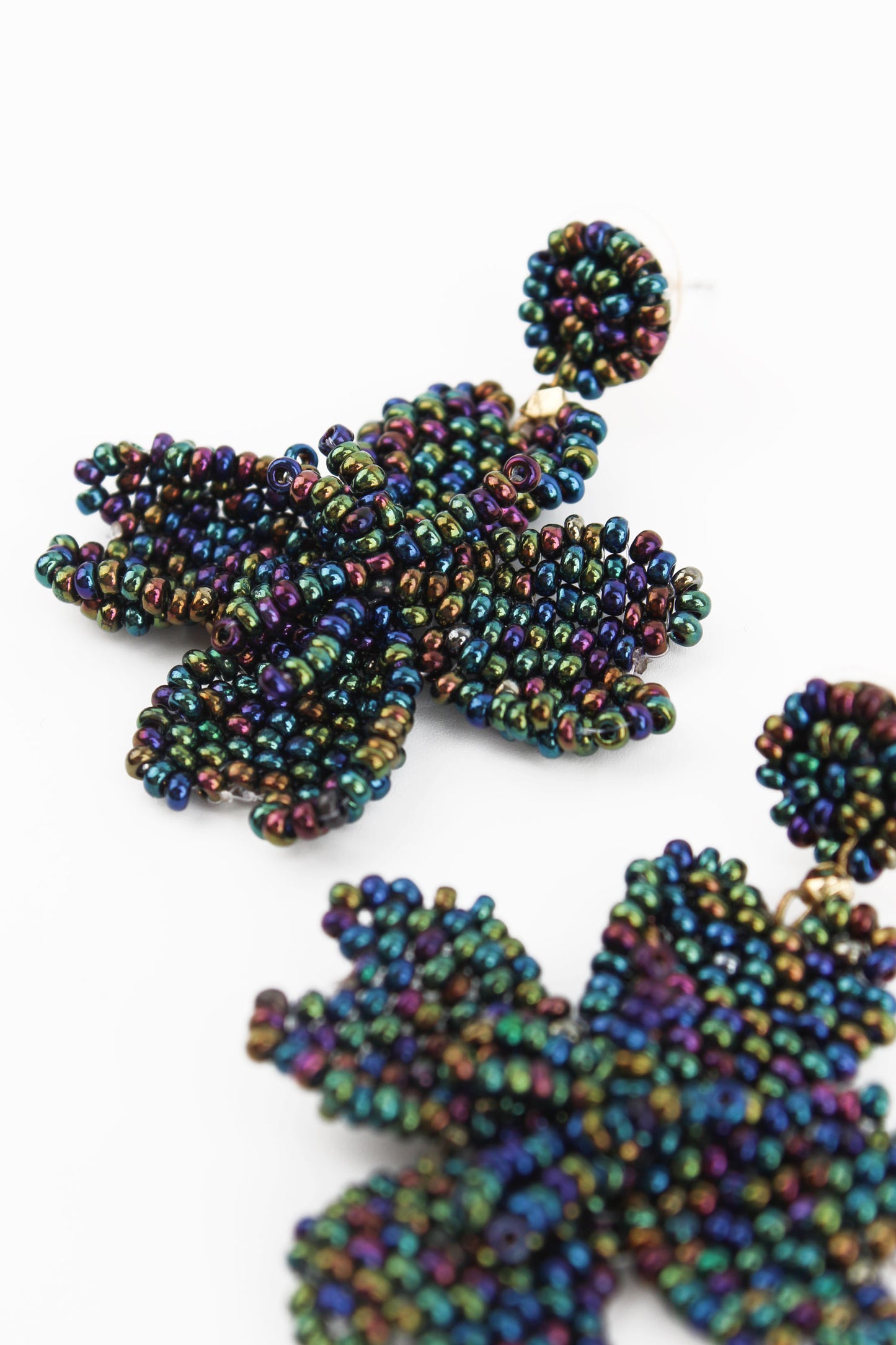 3D SMALL PETROL FLOWER EARRINGS