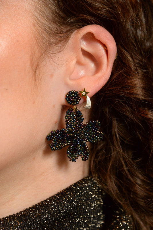 3D SMALL PETROL FLOWER EARRINGS
