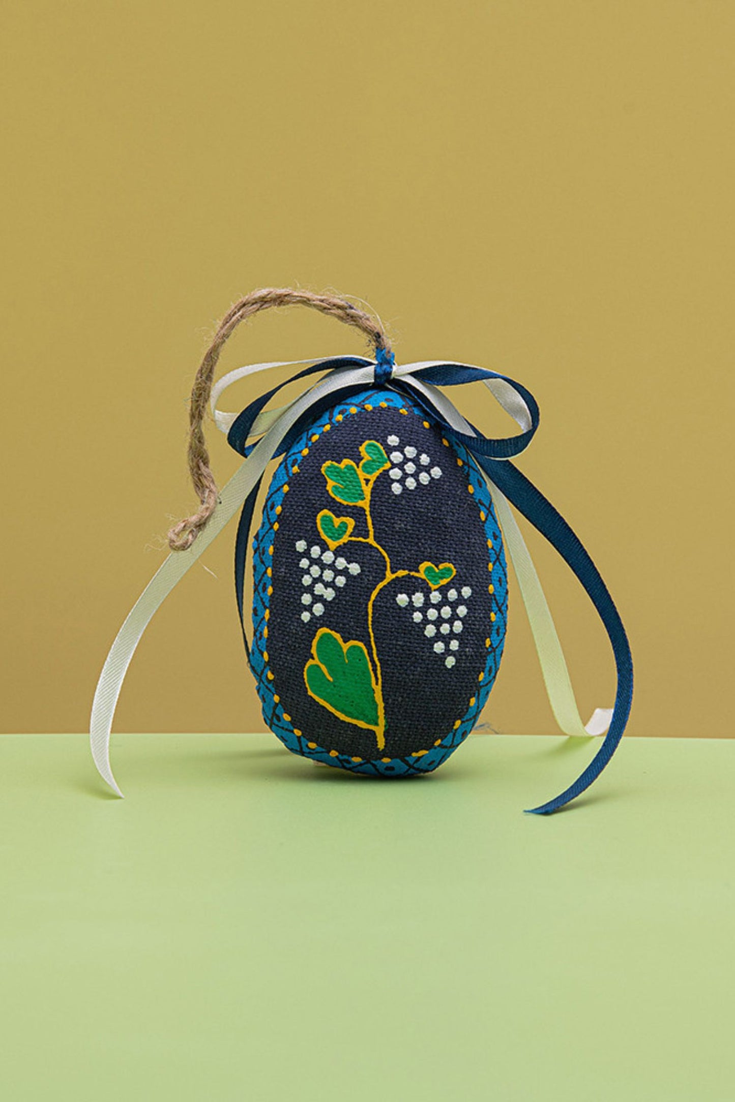 UKRAINIAN FOLK ART | BLUE EASTER EGG HANGING DECORATION
