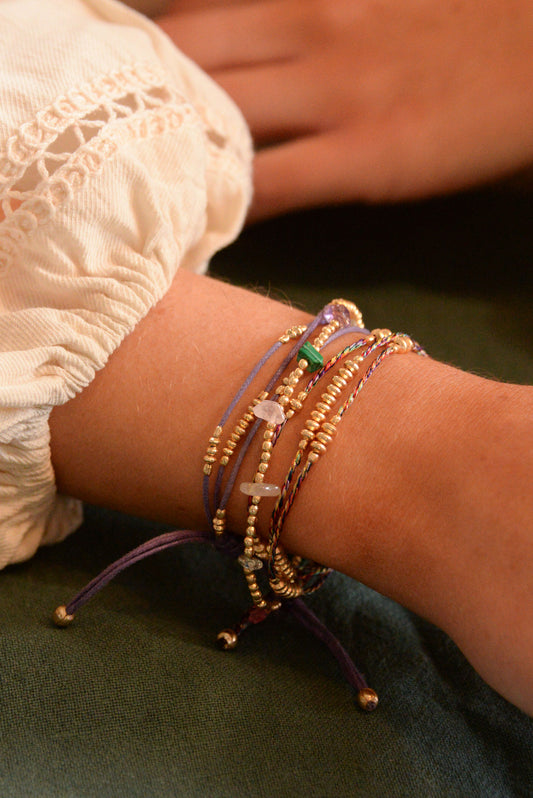 RAINBOW ROPE GOLD METAL BEAD BRACELET