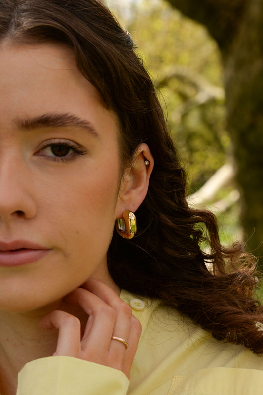 TWO TONE CHUNKY EARRING