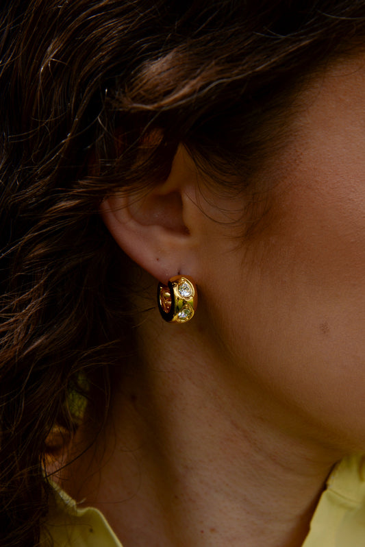CZ GOLD HUGGIE HOOPS