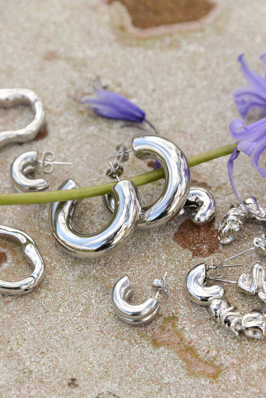 SILVER CHUNKY HOOP