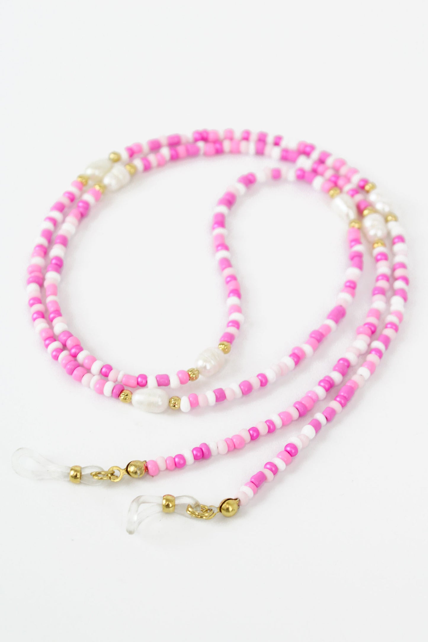 PINK BEADED WITH FRESH WATER PEARL SUN GLASS CHAIN