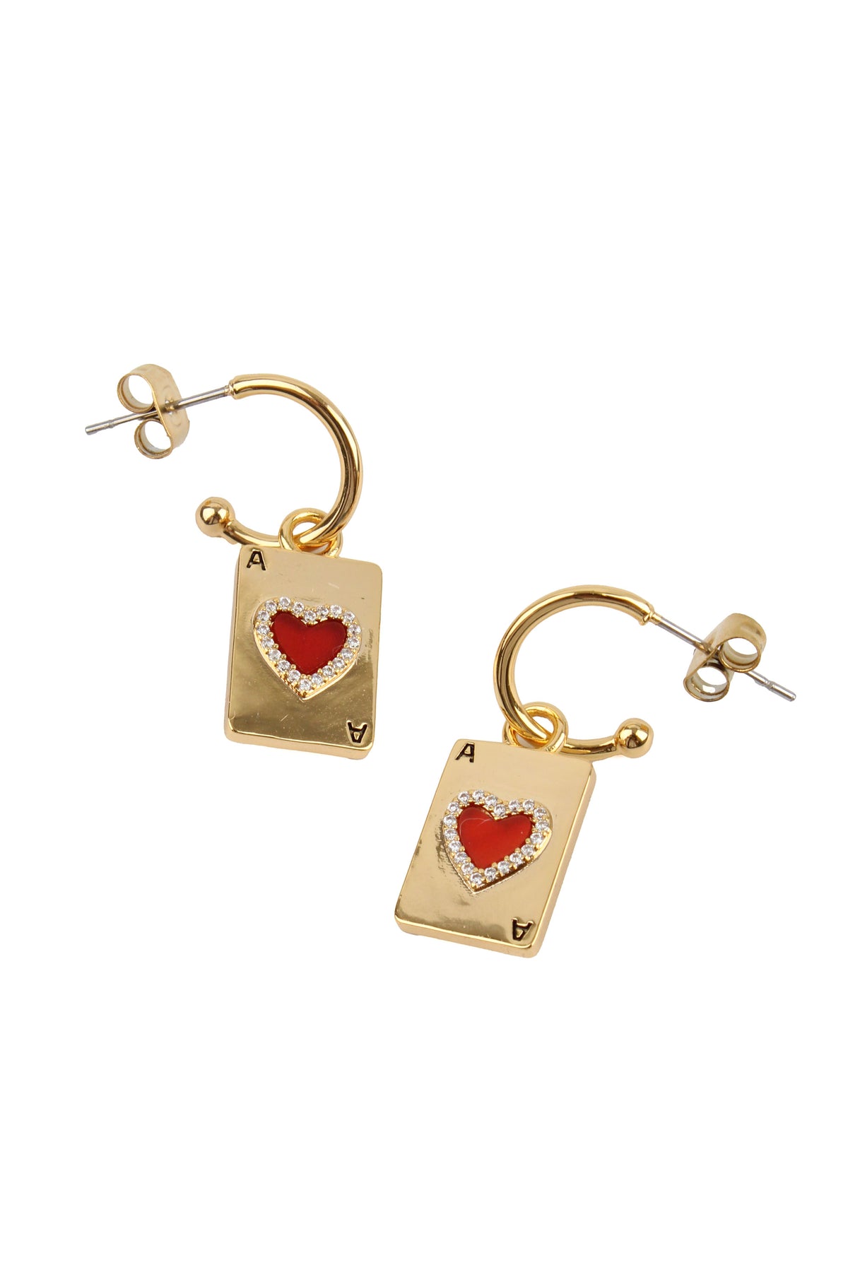 ACE OF HEARTS GOLD DROP EARRINGS