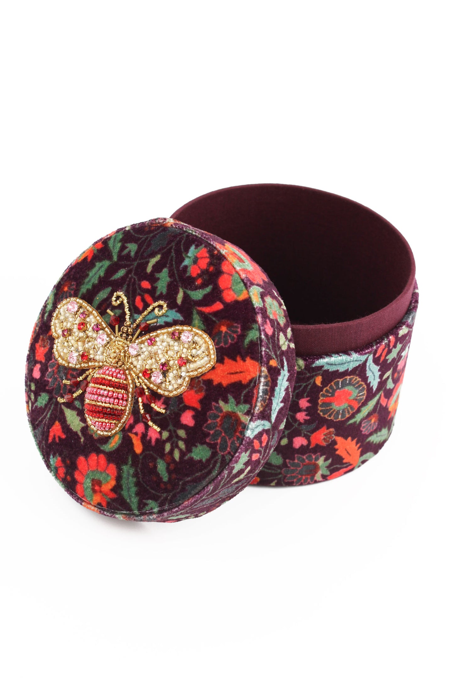 PINK & GOLD BEE PATTERNED VELVET BOX