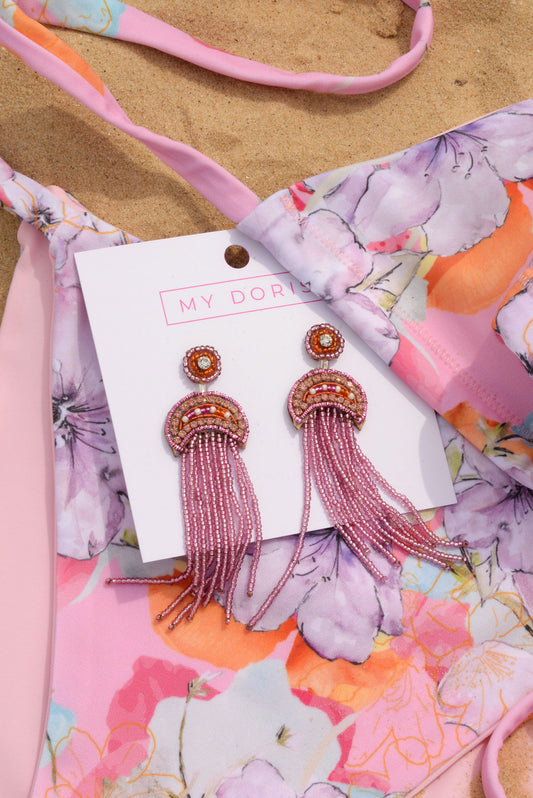 BEADED PINK JELLYFISH DROPS