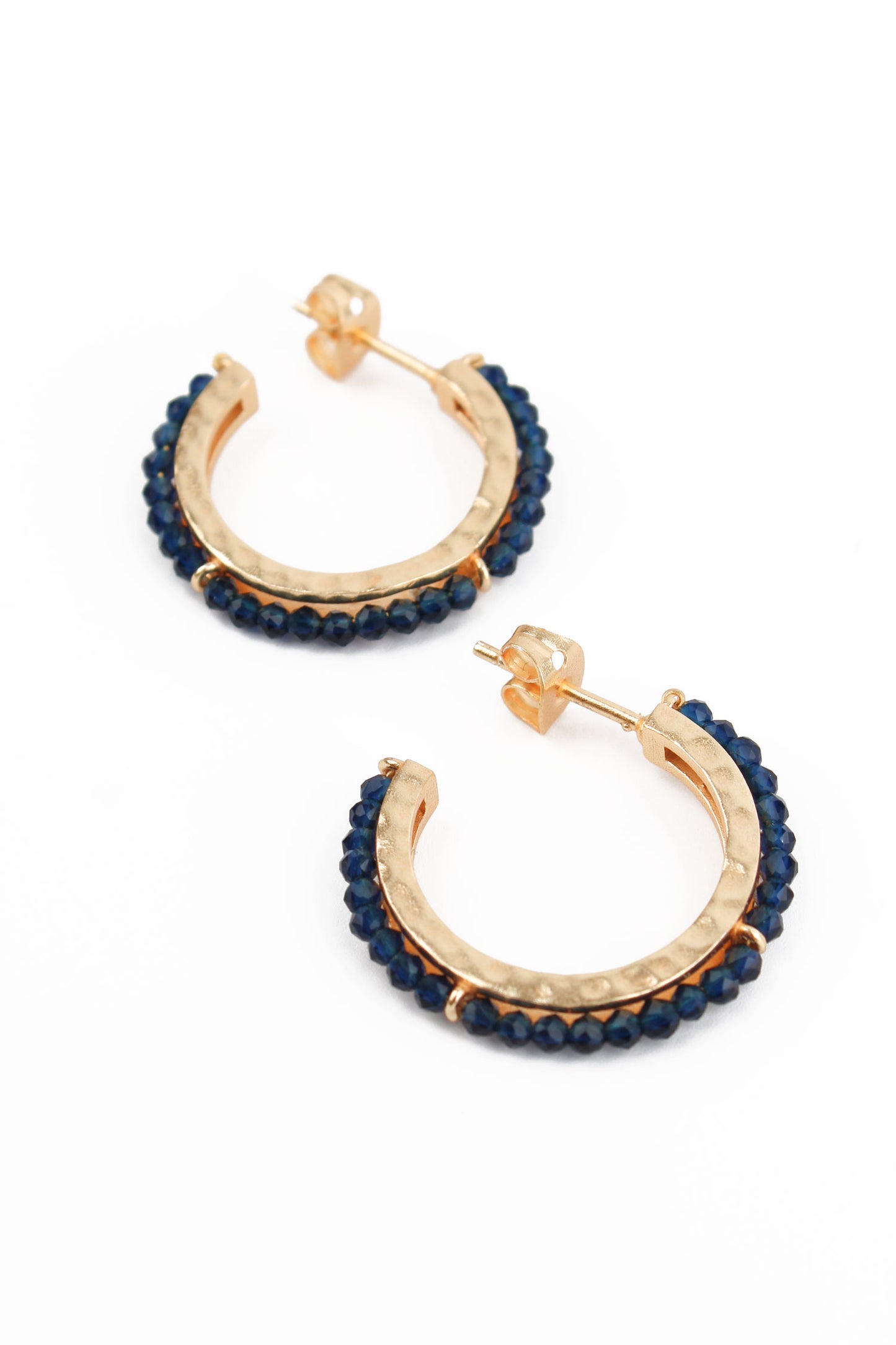 BLUE CRYSTAL GOLD HOOPS