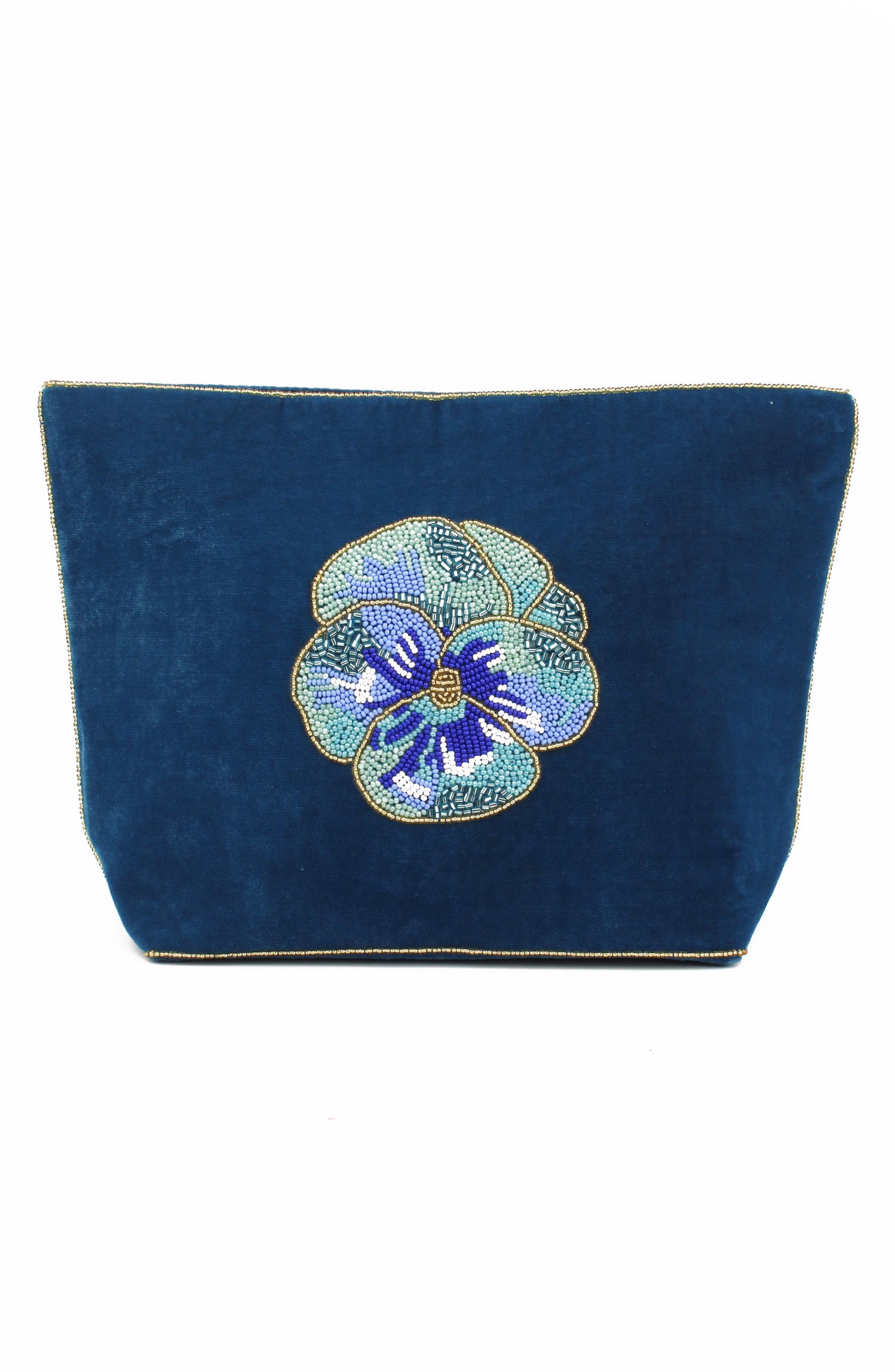 BLUE PANSY LARGE POUCH
