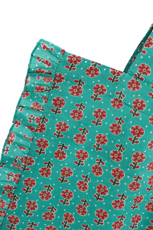 BLUE PRINT FRILL TOTE BAG