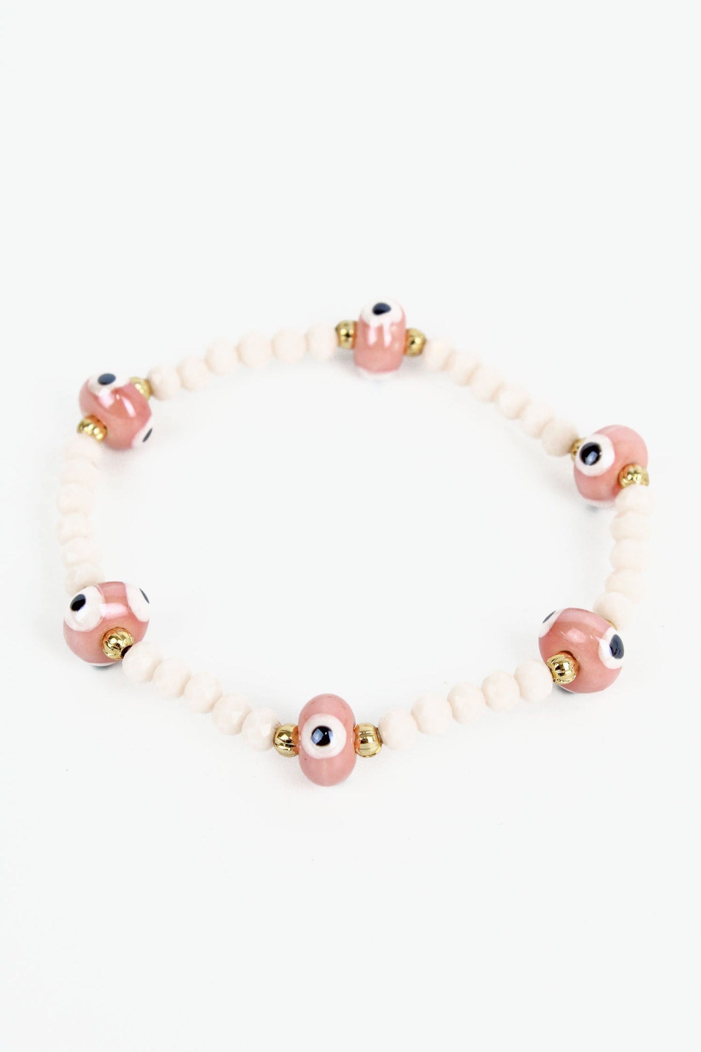 PINK EYE BEADED BRACELET (8014061109464)
