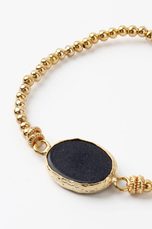 BLACK SPARKLE GEMSTONE GOLD BRACELET