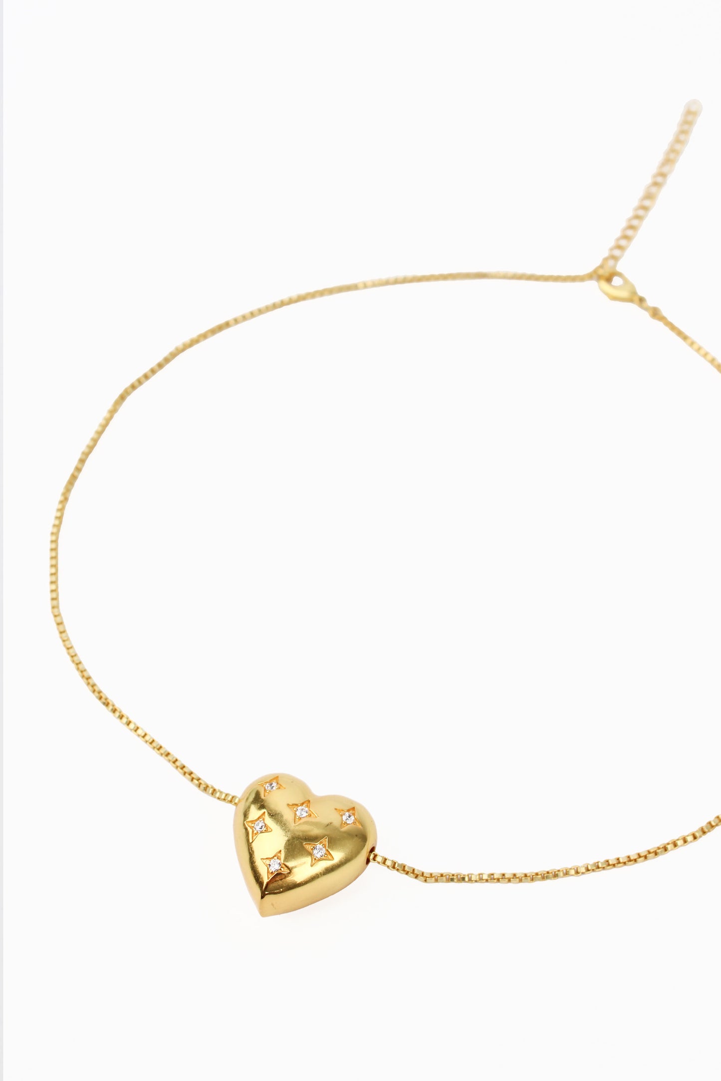 CHUNKY HEART CZ EMBOSSED NECKLACE