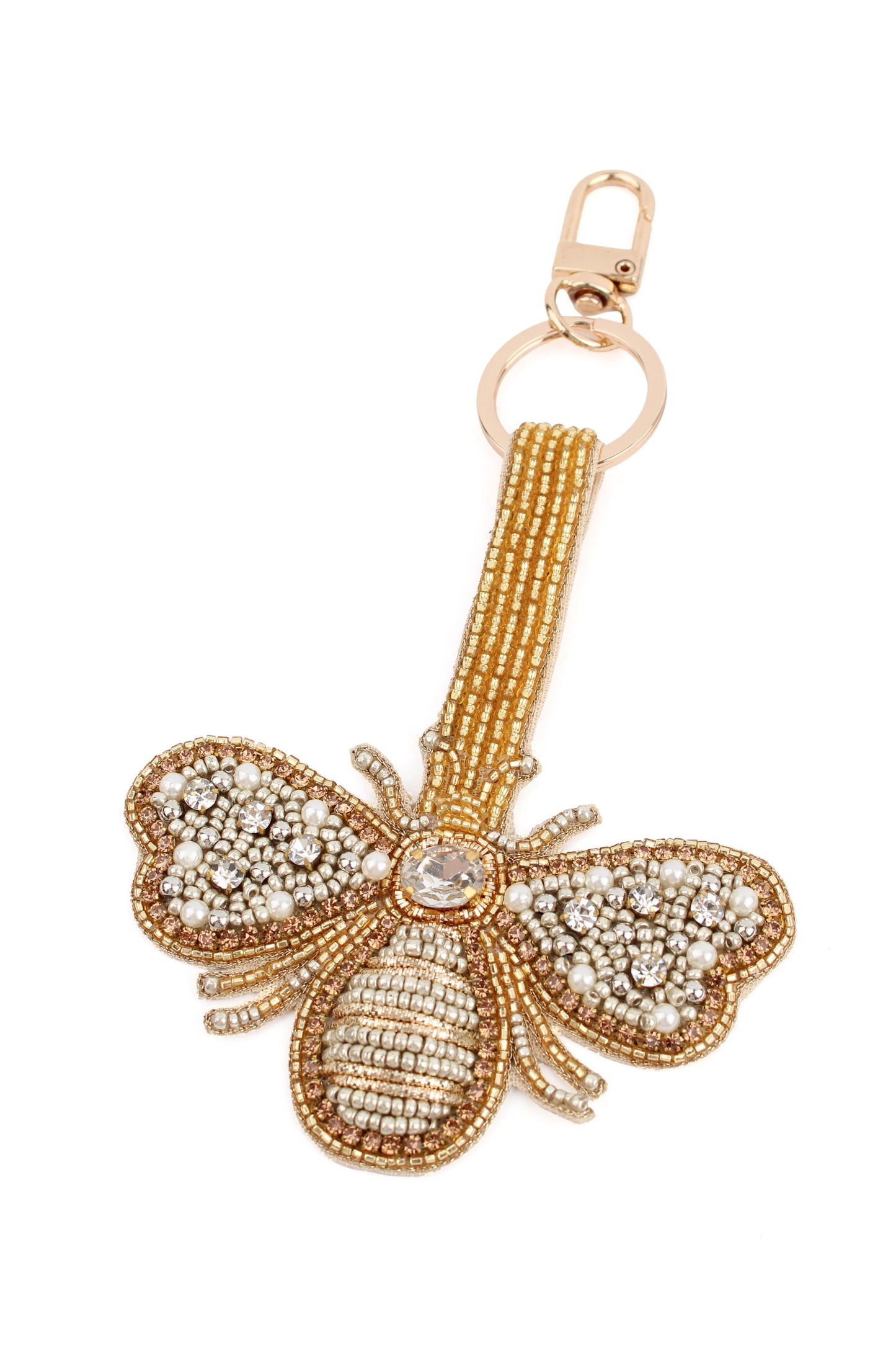 CLASSIC MY DORIS GOLD AND SILVER BEE KEYRING/BAG CHARM