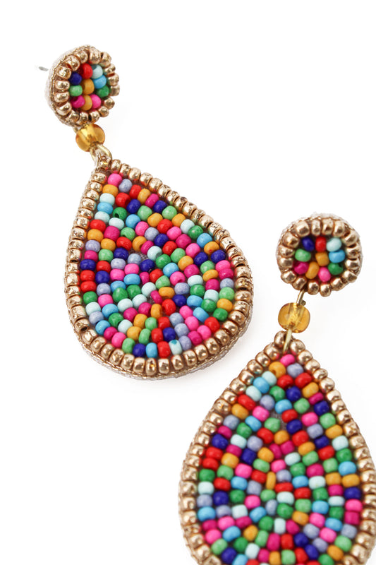 CONFETTI TEARDROP BEADED EARRINGS