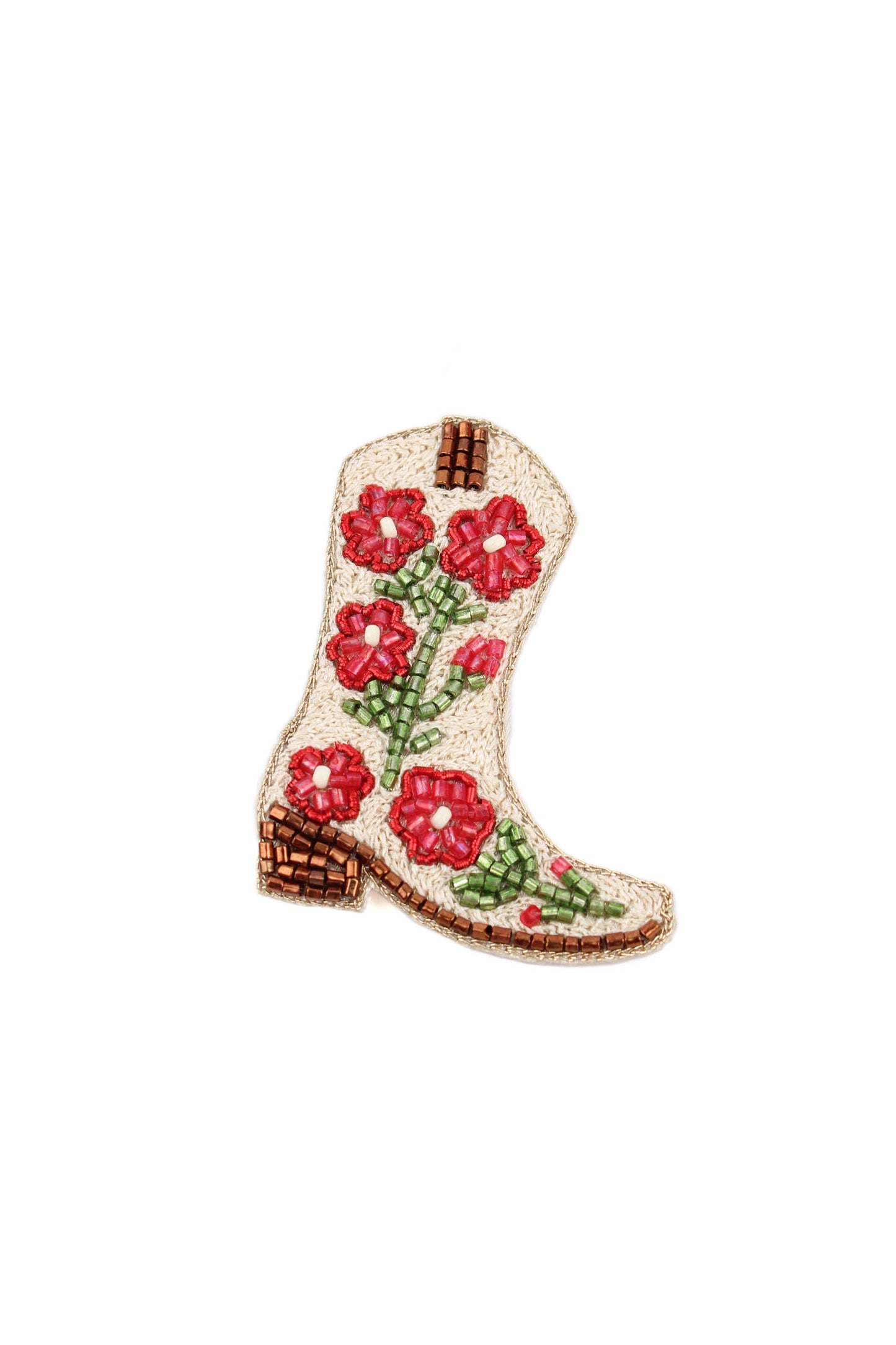 CREAM COWGIRL BOOT BROOCH