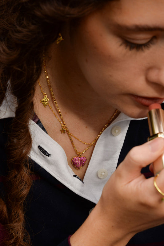 CZ PINK HEART NECKLACE