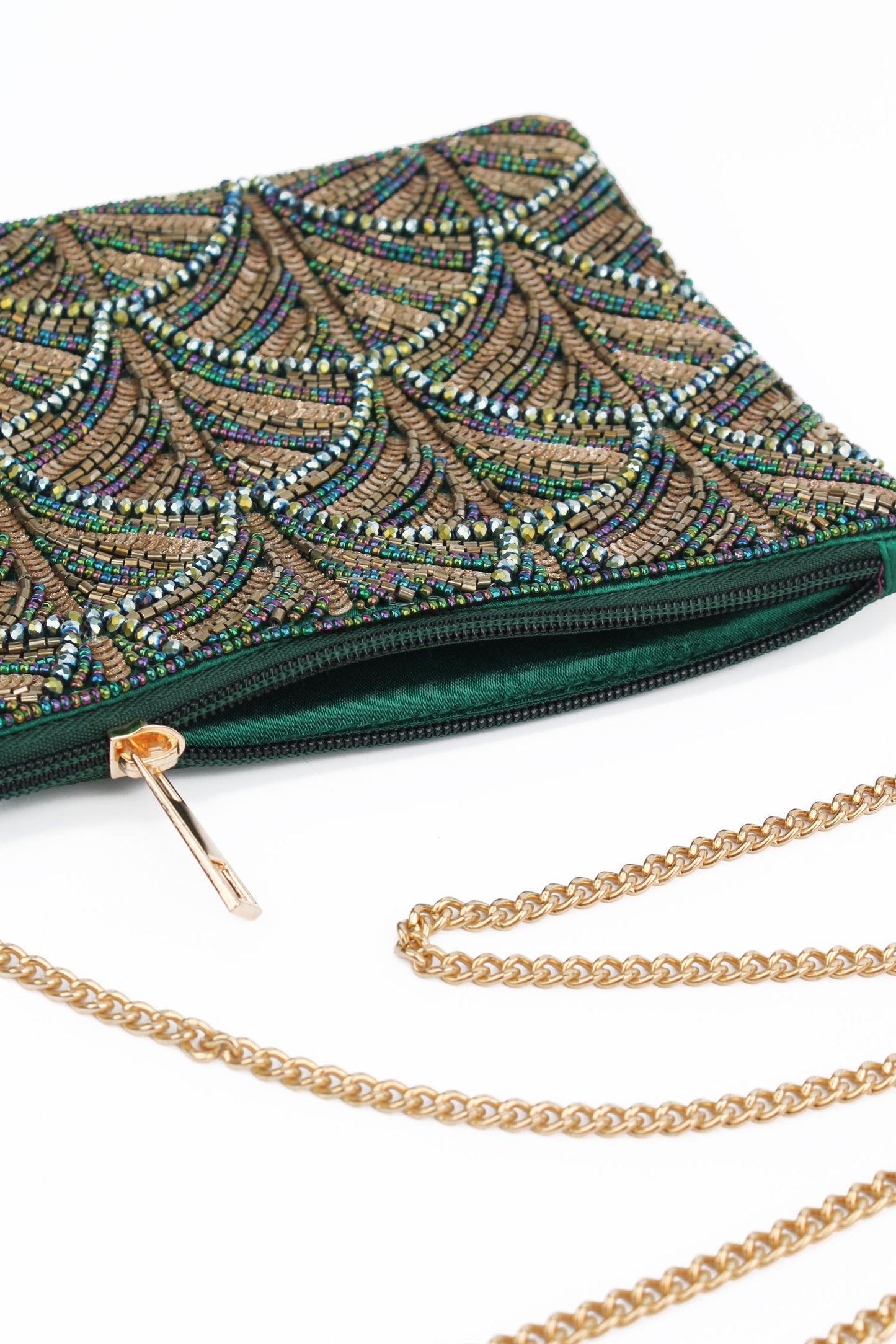DARK GREEN AND GOLD SWIRL ART DECO BAG