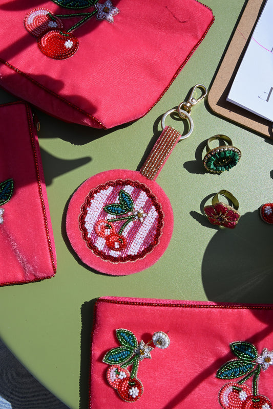 SUMMER CHERRY ROUND KEYRING/BAG CHARM
