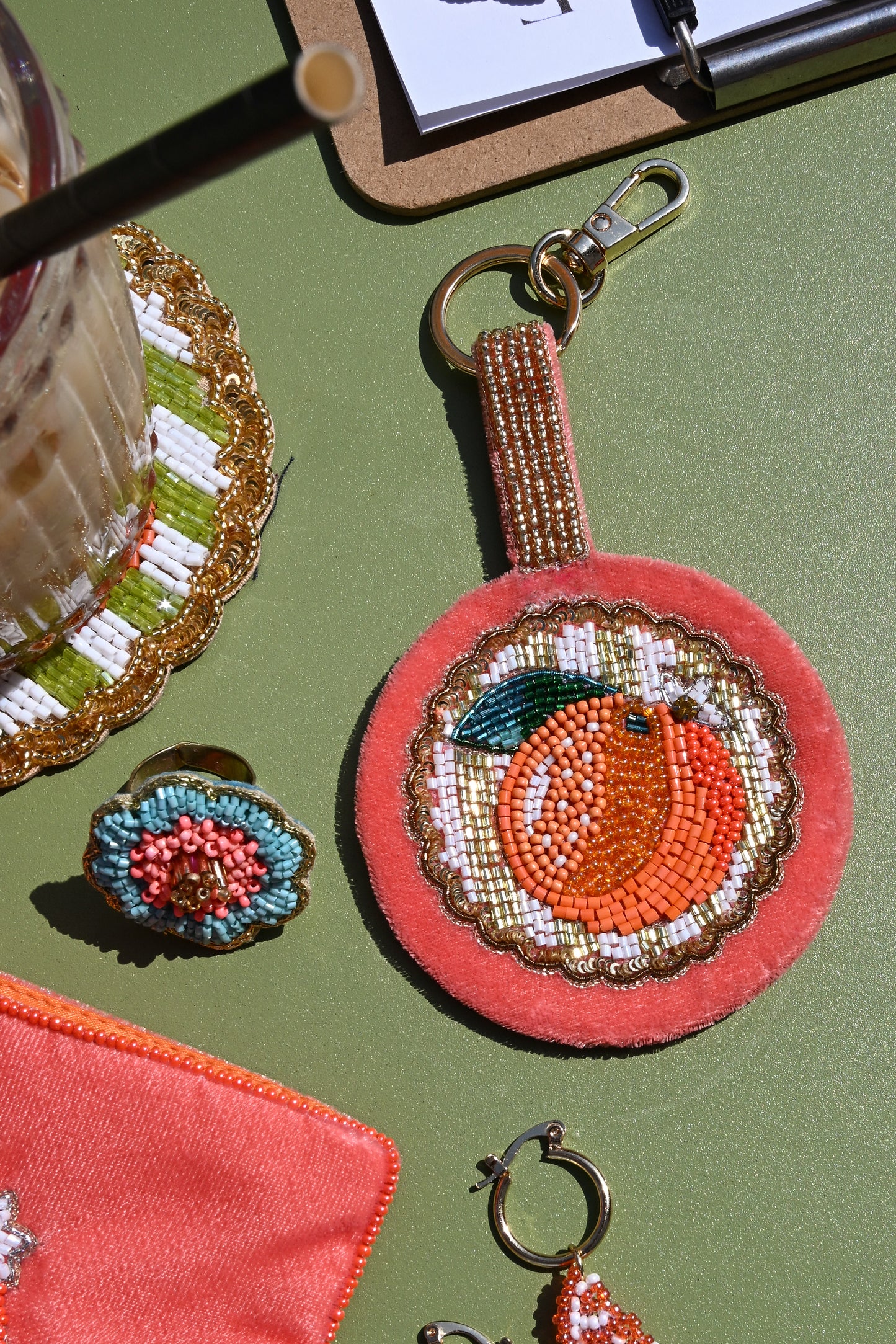 SUMMER ORANGE ROUND KEYRING/BAG CHARM