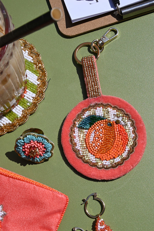 SUMMER ORANGE ROUND KEYRING/BAG CHARM