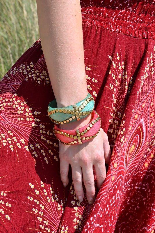 MINT AND GOLD RESIN BANGLE