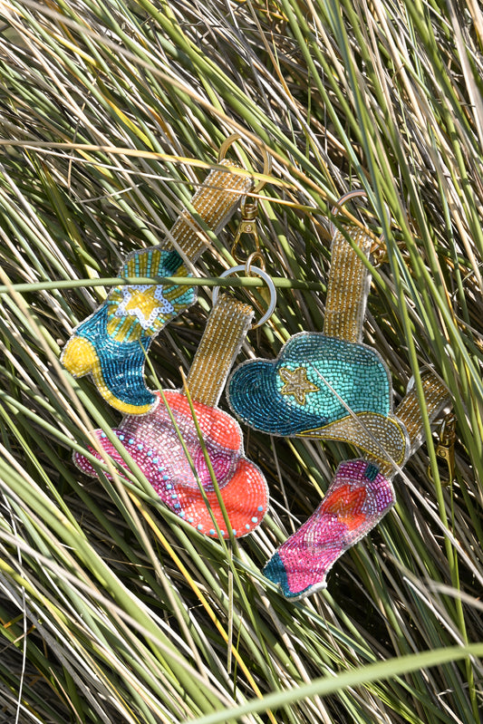 TURQUOISE COWGIRL HAT KEYRING/BAG CHARM