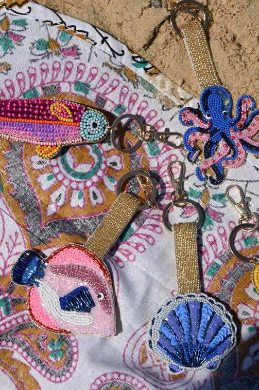 BLUE AND PINK FISH KEYRING/BAG CHARM