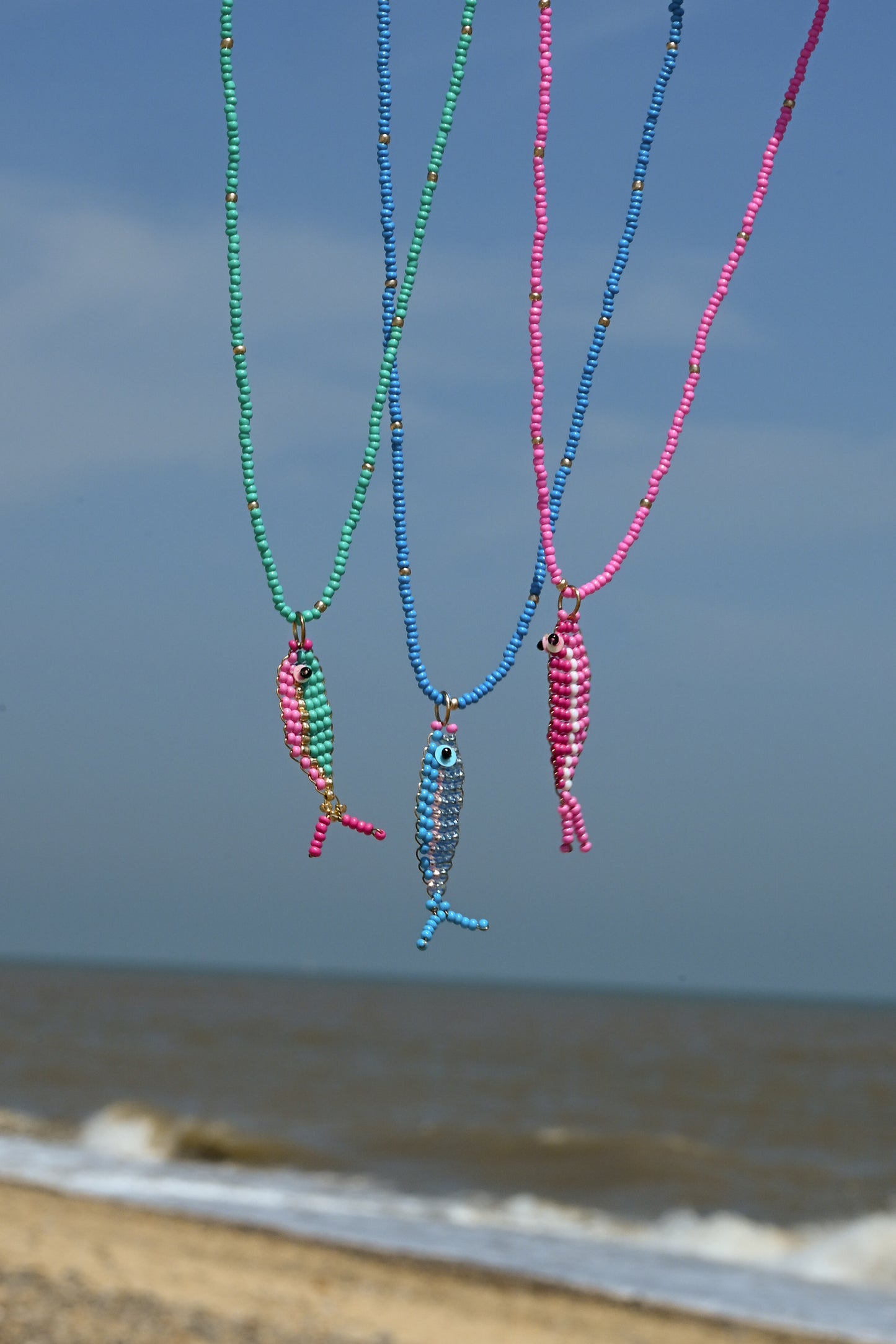 PINK BEADED FISH NECKLACE
