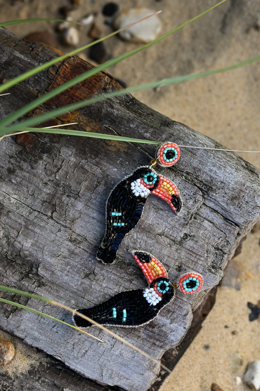 TOUCAN BIRD BEADED EARRINGS
