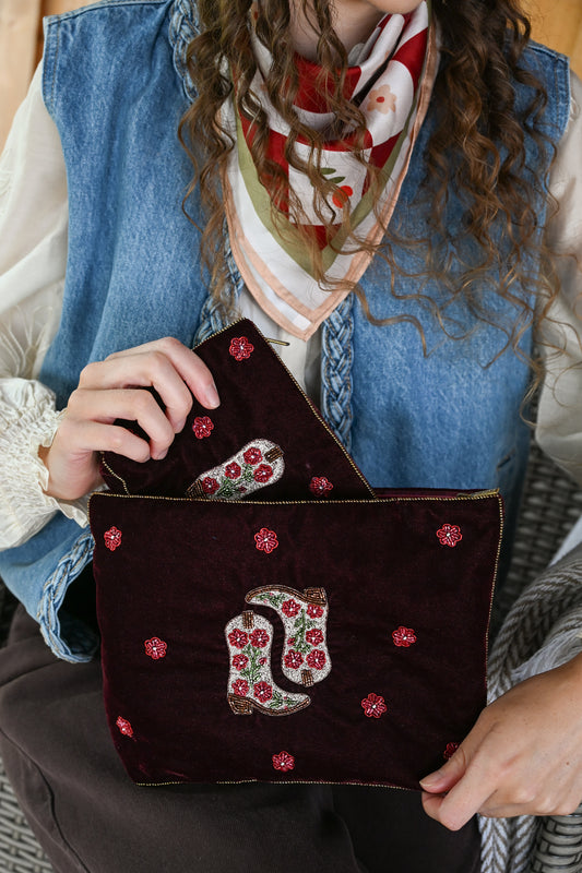 DOUBLE COWGIRL BOOT LARGE POUCH