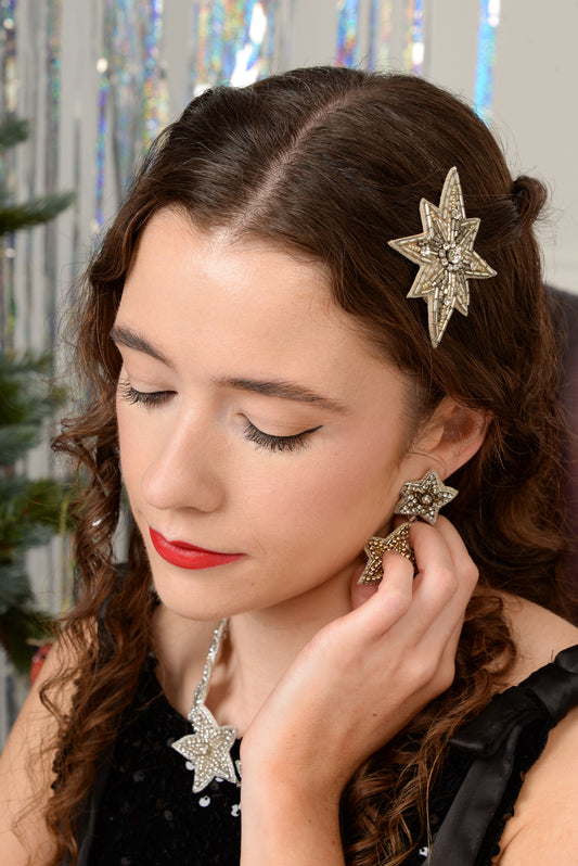SILVER LARGE STAR HAIR CLIP