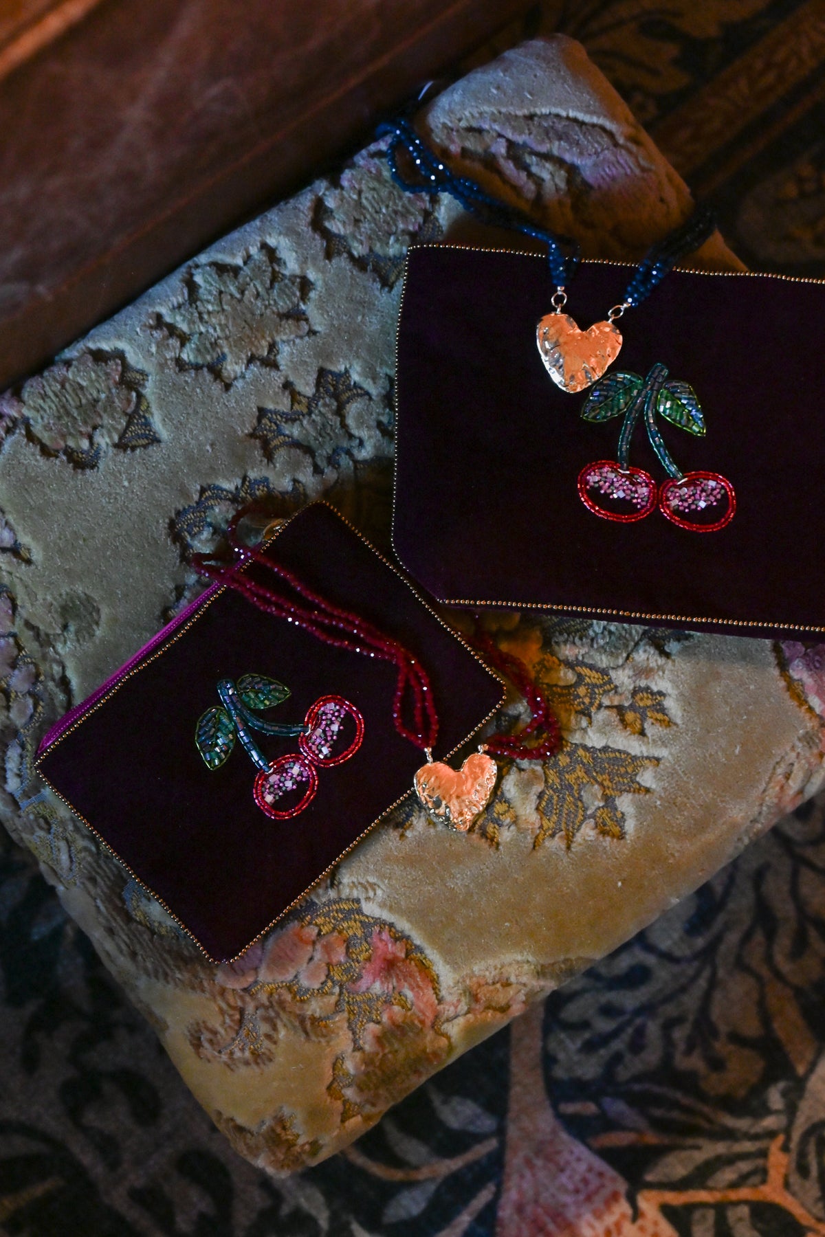 CHERRY ON PLUM MEDIUM POUCH