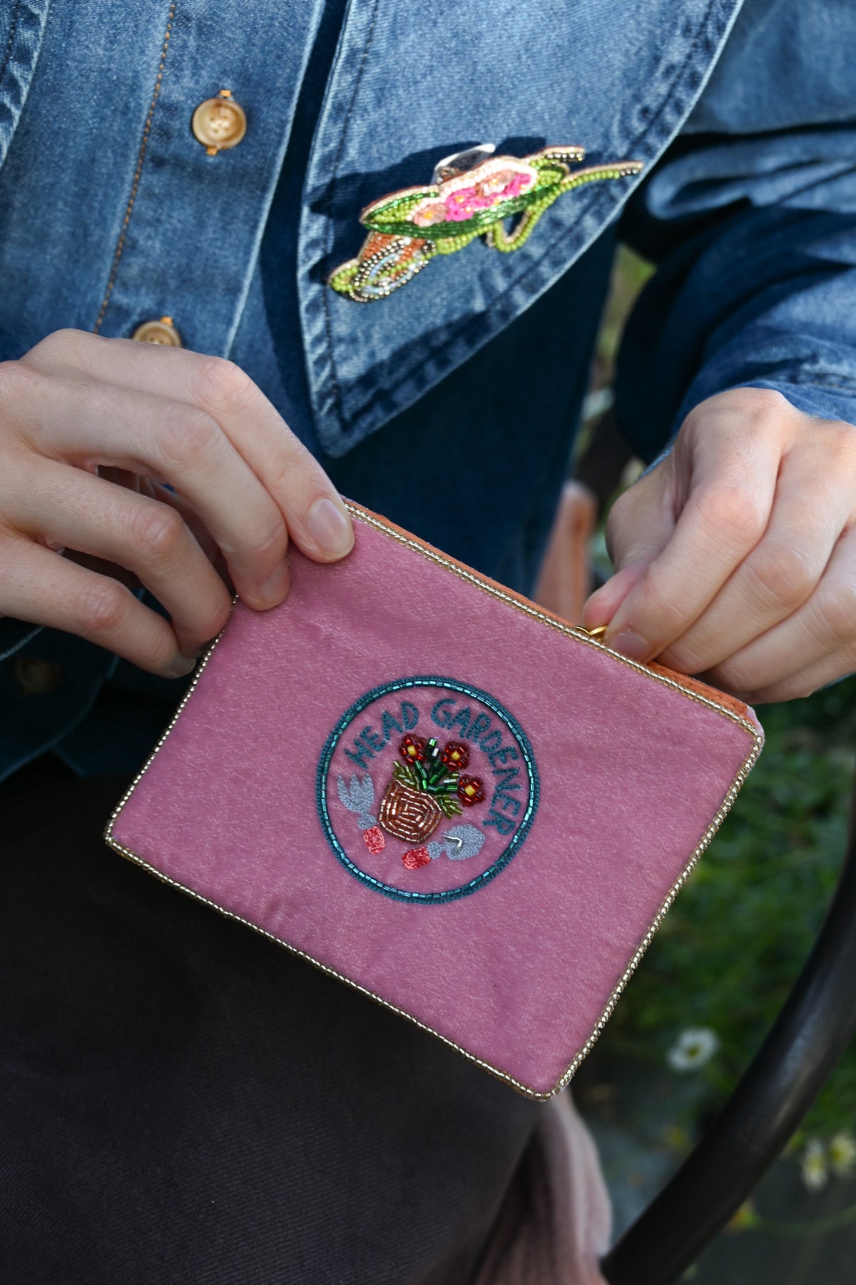HEAD GARDENER ON PINK SMALL POUCH