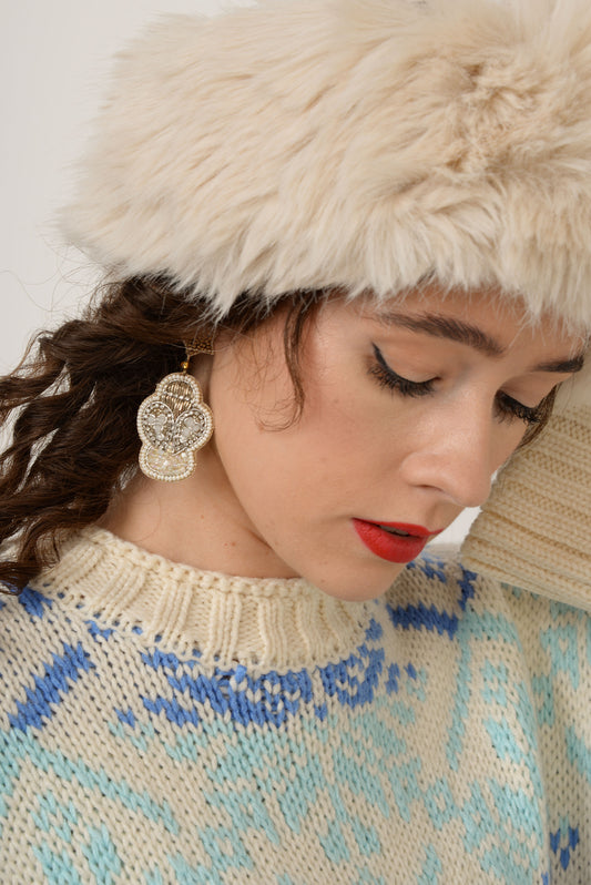 SILVER AND PEARL ANGEL EARRINGS