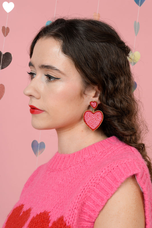 LIGHT PINK SWIRL HEART EARRING