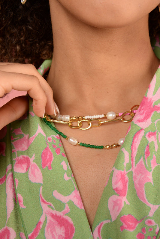 GOLD LONG LINK PAPER CHAIN NECKLACE (7885854671064)