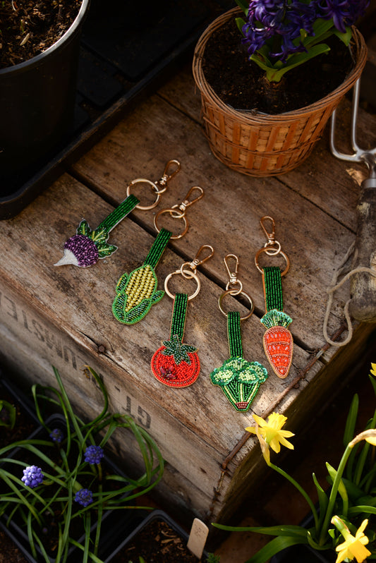 BEADED BROCCOLI KEYRING/BAG CHARM