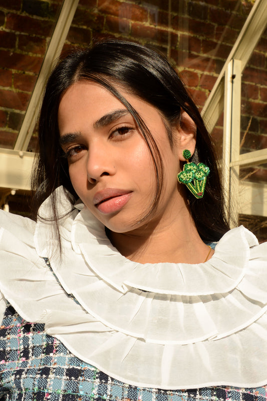 BEADED BROCCOLI EARRINGS