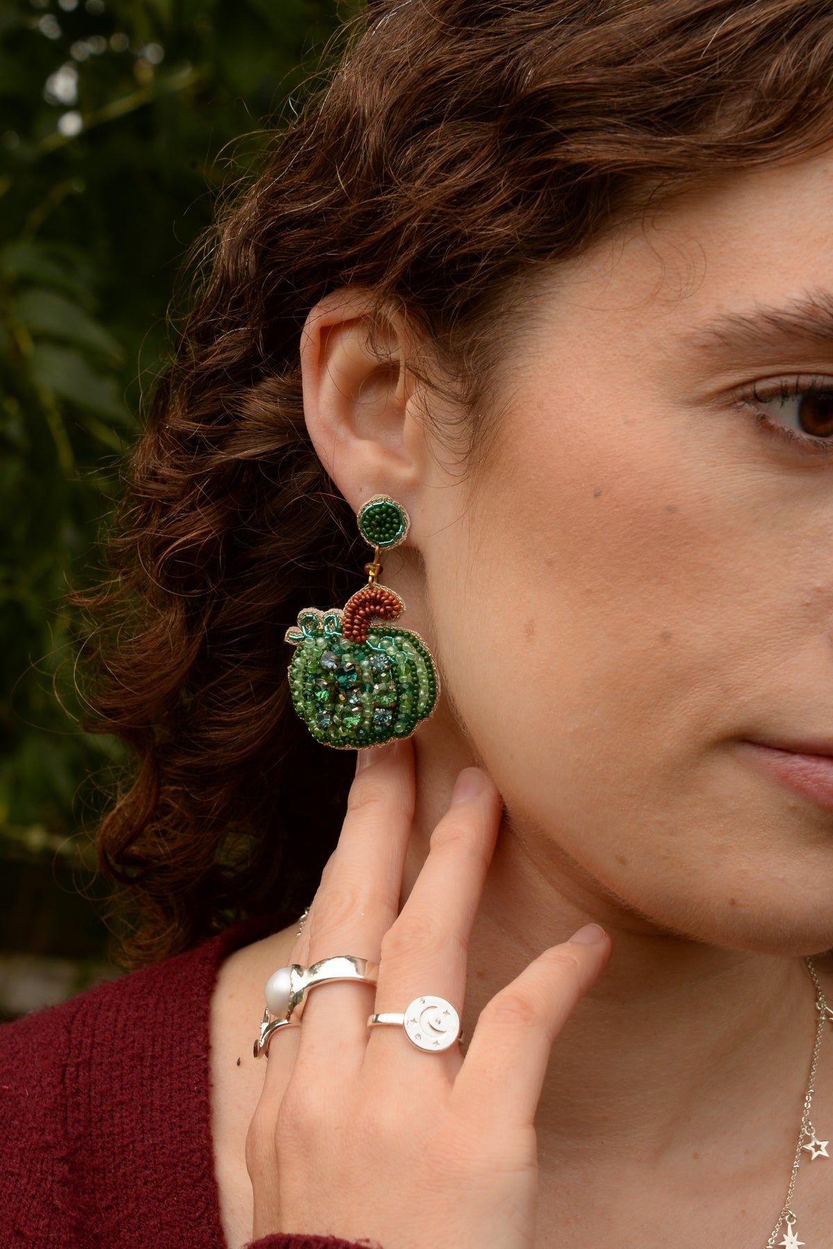 GREEN PUMPKIN EARRINGS