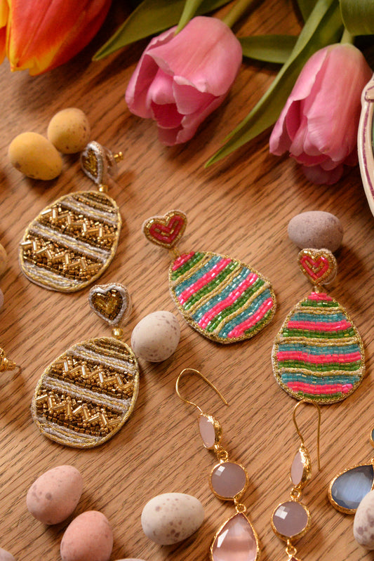 GOLD EASTER EGG EARRINGS