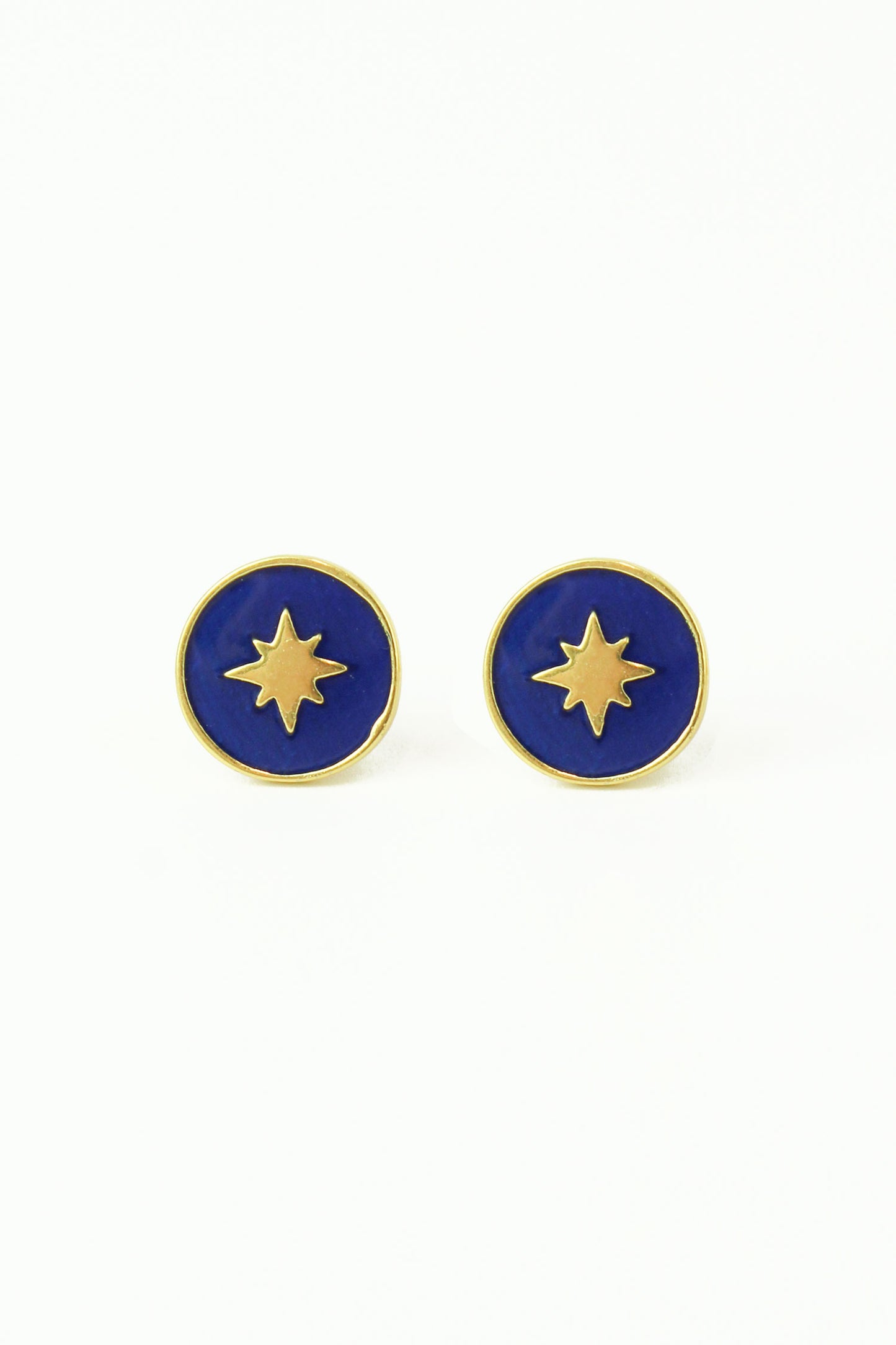 NAVY ENAMEL STARBURST STUD (7071263490235)