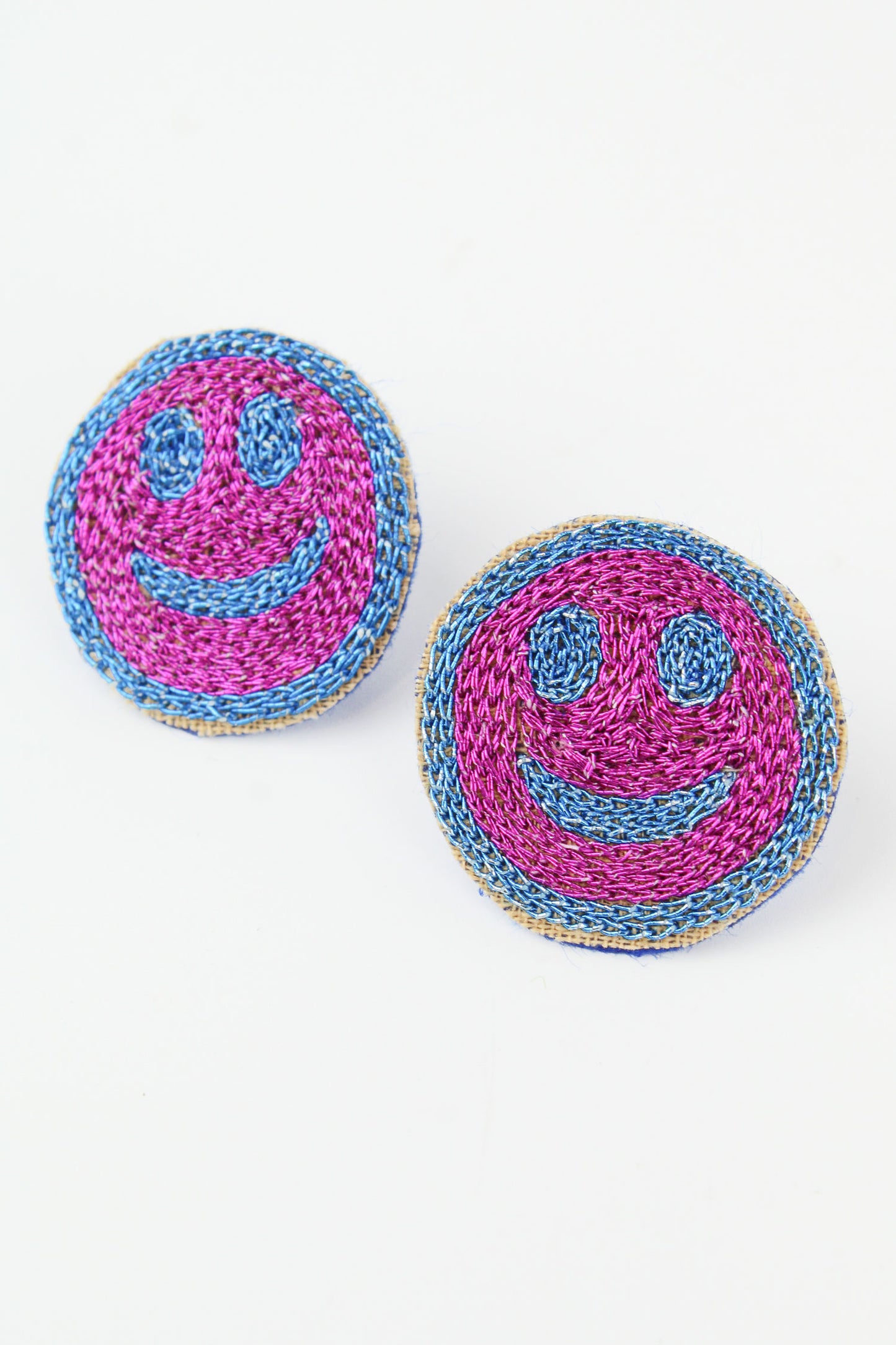 BLUE & PINK SMILEY STUD (7570620678360)
