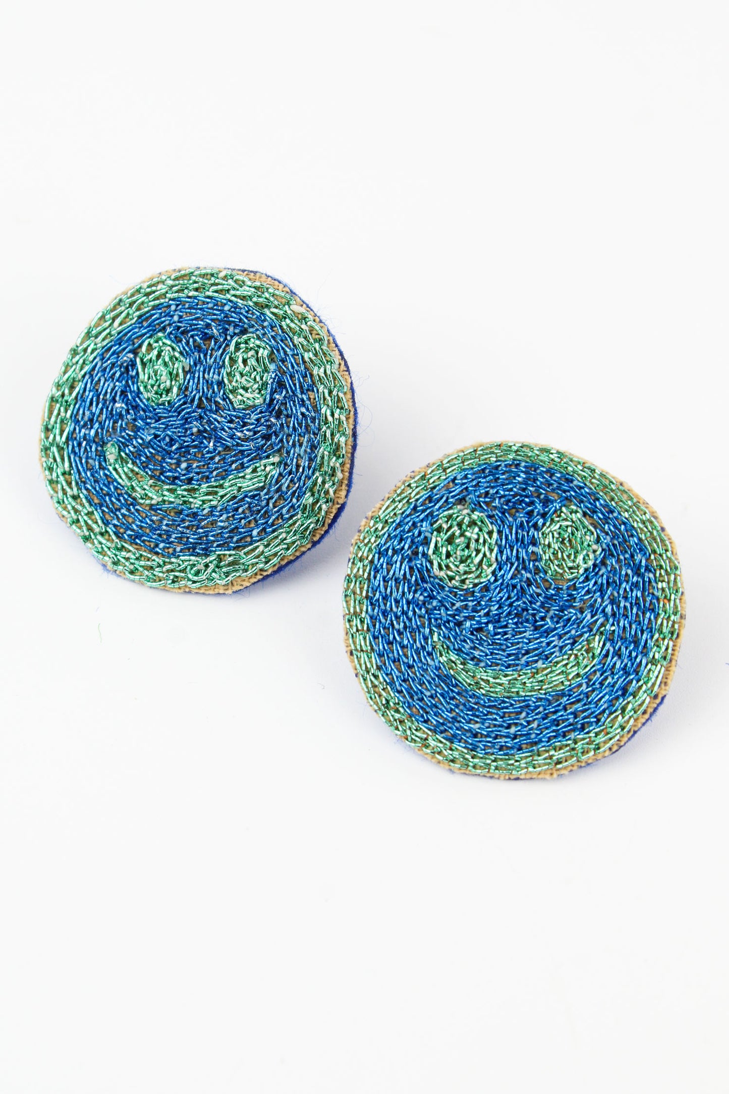 BLUE & GREEN SMILEY STUD (7570627068120)