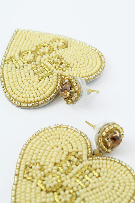 CREAM BEADED HEART BE COOL DROP (7895300702424)