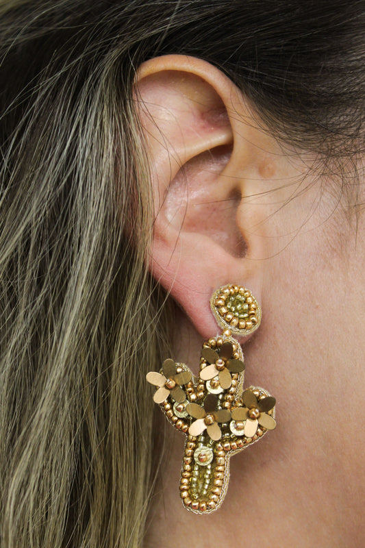 BEADED SMALL GOLD CACTUS DROPS (7973089673432)